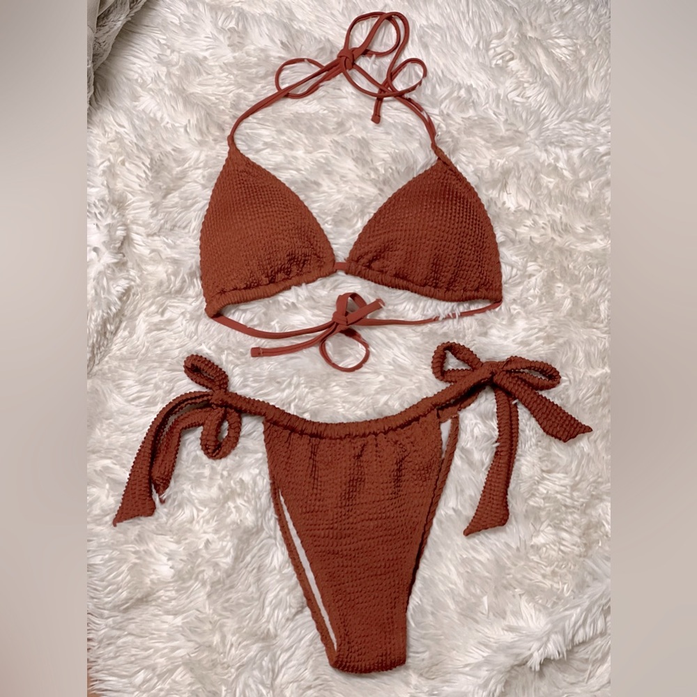 Soly Hux Triangle Bikini Top and Bottoms Rust